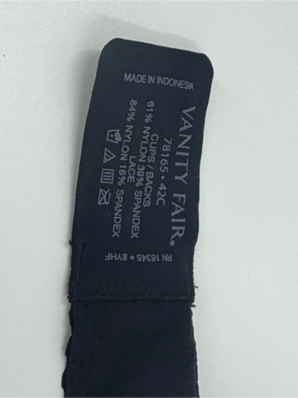 NWT Vanity Fair Black Effortless Bra Size 42C